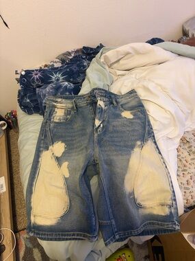 Distressed Blue Jean Shorts